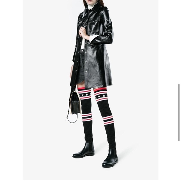 Givenchy Storm Rubber Rib Knit Thigh High Sock Boots Stars Stripe Sz 39 - Picture 6 of 16